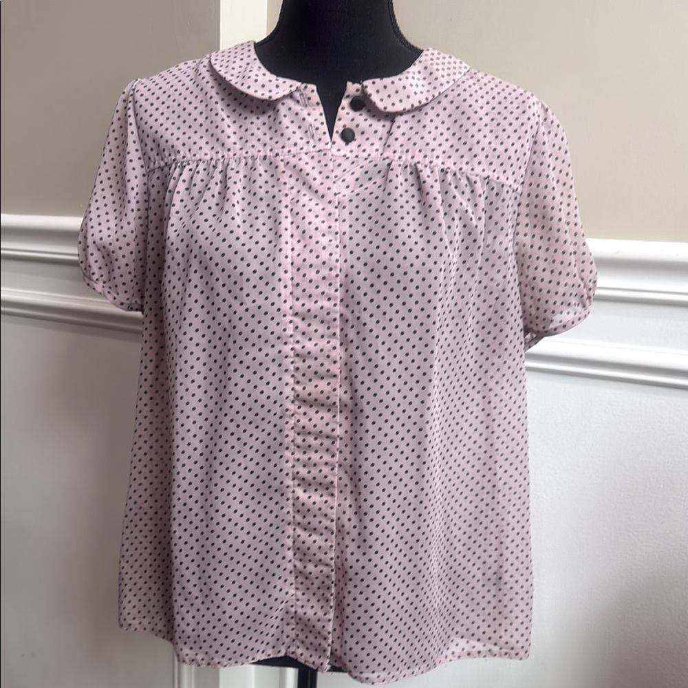 Forever 21 Pink Boxy Blouse with Peter Pan Collar